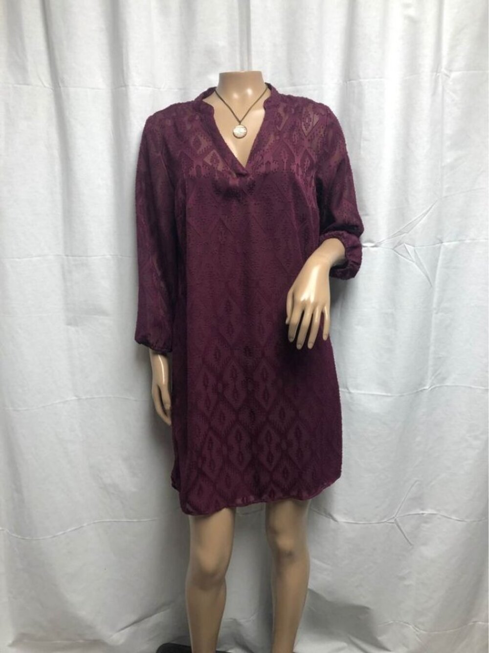 Vanity Dress Womens Size Medium Burgundy Sheer Lace Cami Slip Two Piece Short